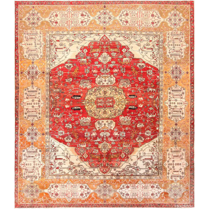 Tapis indien antique à motif animalier
