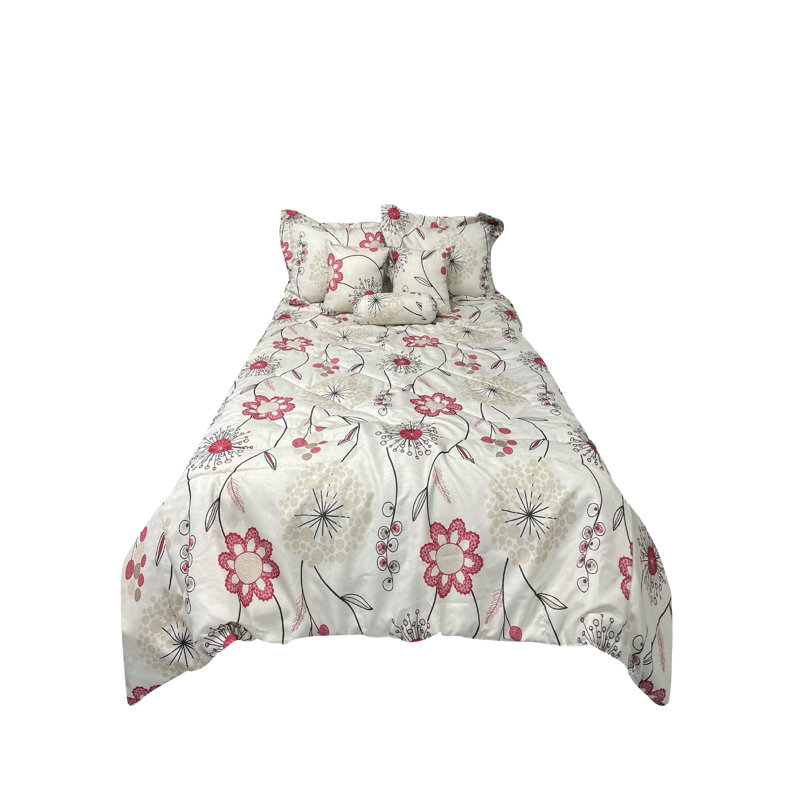 Ensemble d'édredon réversible en mélange de coton crème et hypoallergénique, Édredon très grand + 2 taies décoratives + 3 co