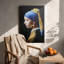 Fille avec une boucle d'oreille perle, art sur toile classique prêt à être accroché - Studio élégant-401880513