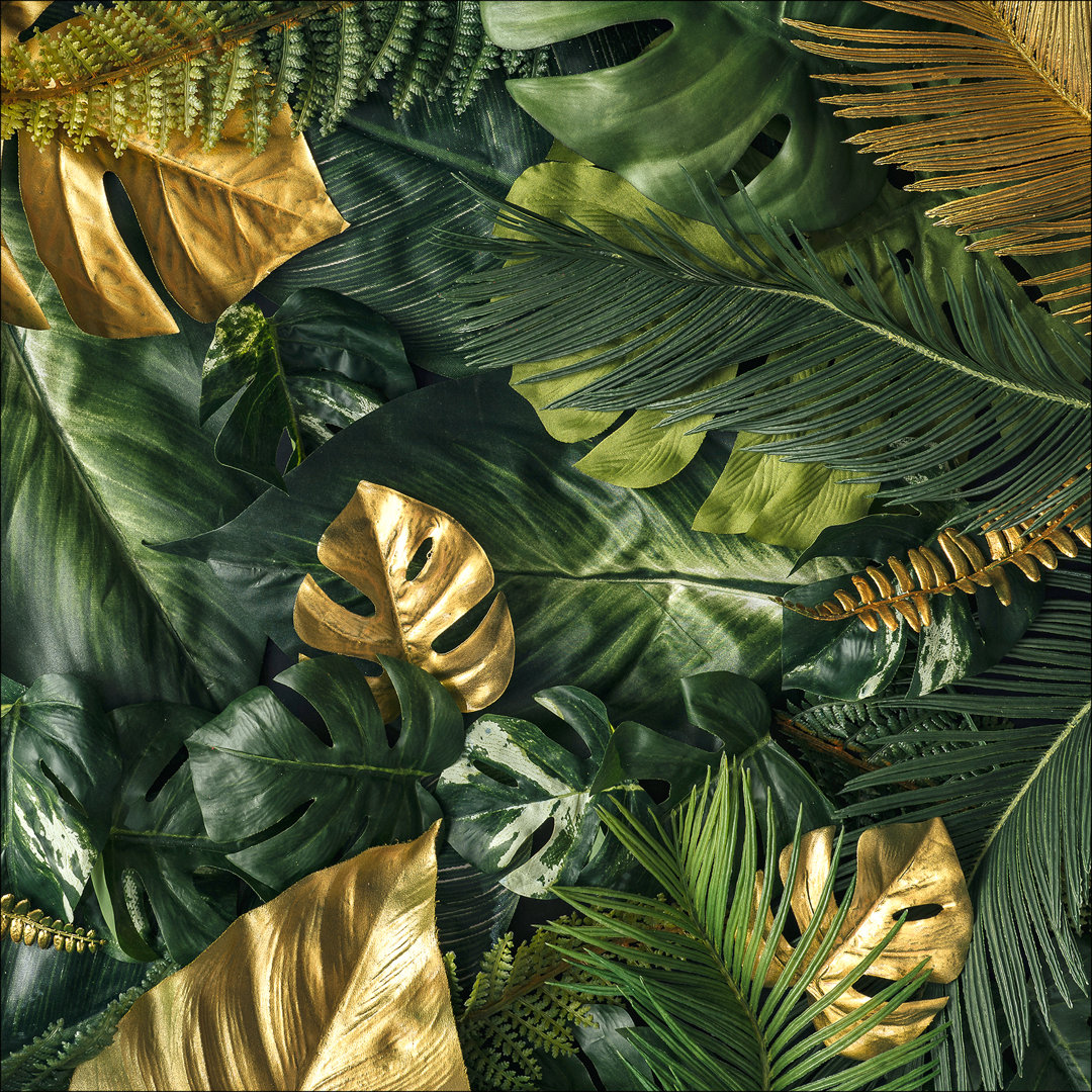 Green-Gold Foliage – Druck ohne Rahmen auf Floatglas