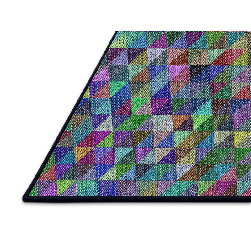 Tapis décoratif géométrique vert Satter, Rectangle 8 pi x 10 pi