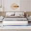 Upholstered Faux Leather Platform Bed With LED Light Bed Frame With Slatted-17375891-17375918