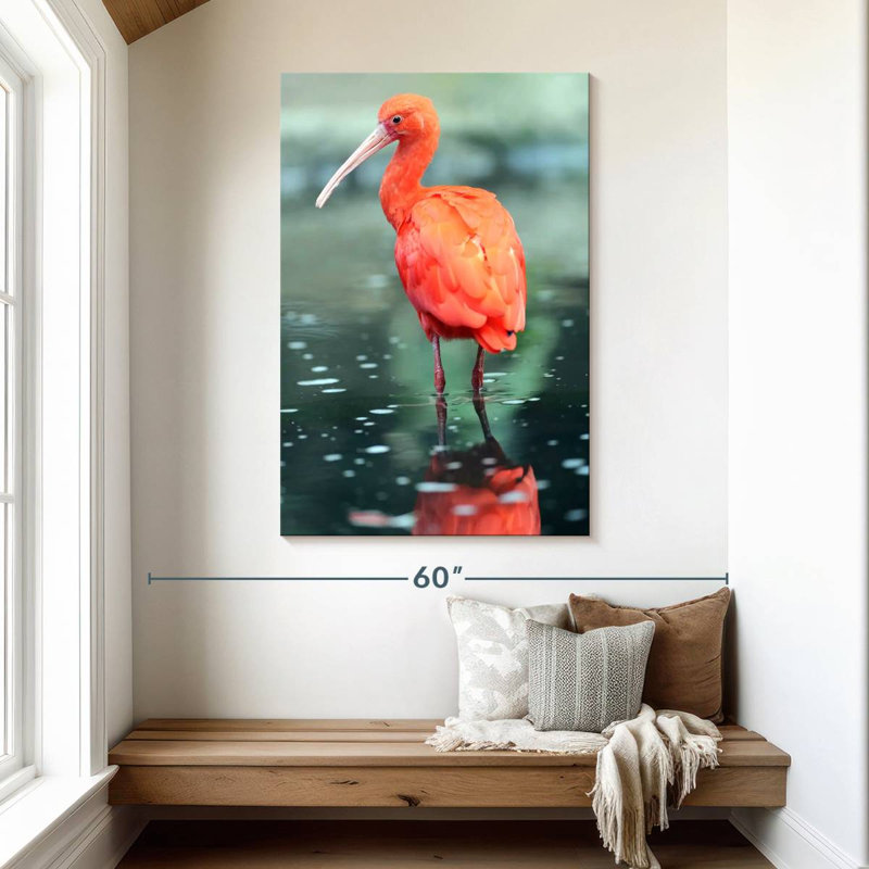 Brampt Scarlet Ibis Bird, 48" H x 32" W