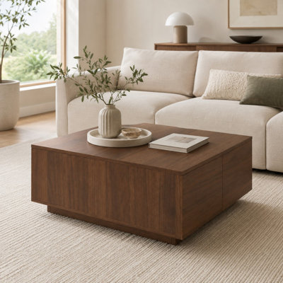 Square Coffee Table with 4 Drawers
