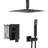 10 Inch Square Dual Shower Head Matte Black Ceiling Mount System With - Balanced Valve, Easy Installation, And Included Handheld Function Mounted
