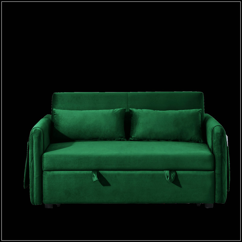Canapé-lit convertible avec poches amovibles et dossier réglable, parfait pour la vie moderne et les chambres d'amis, Green