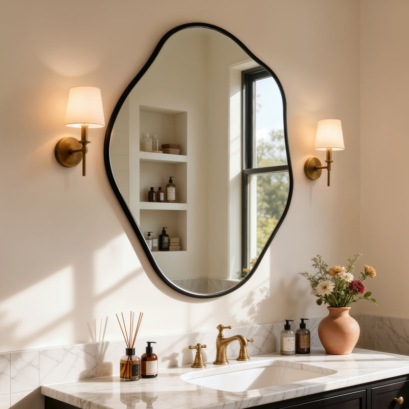 Aluminum Frame Asymmetrical Wall Mirrors, 67.5x90cm