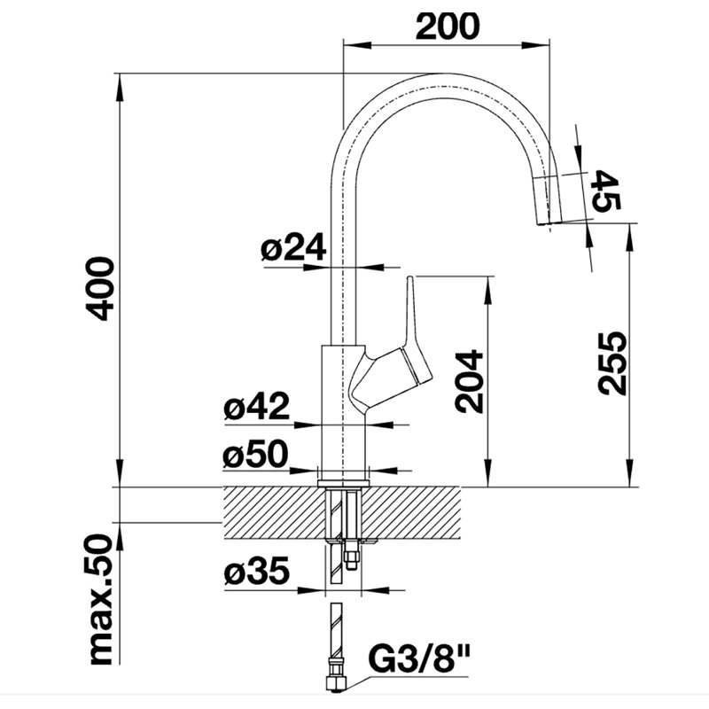 Carena Single Lever Monobloc Tap, Chrome