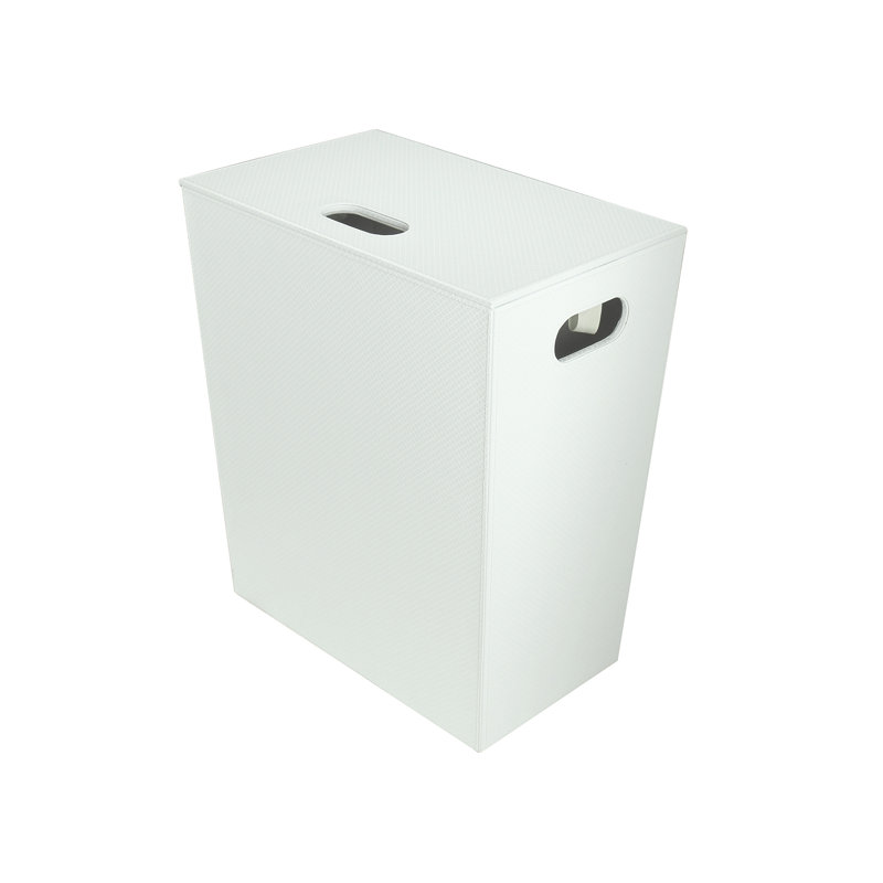 Wood Laundry Hamper with Handles, White, Small (18.9" H x 16.9" W x 10.2" D)