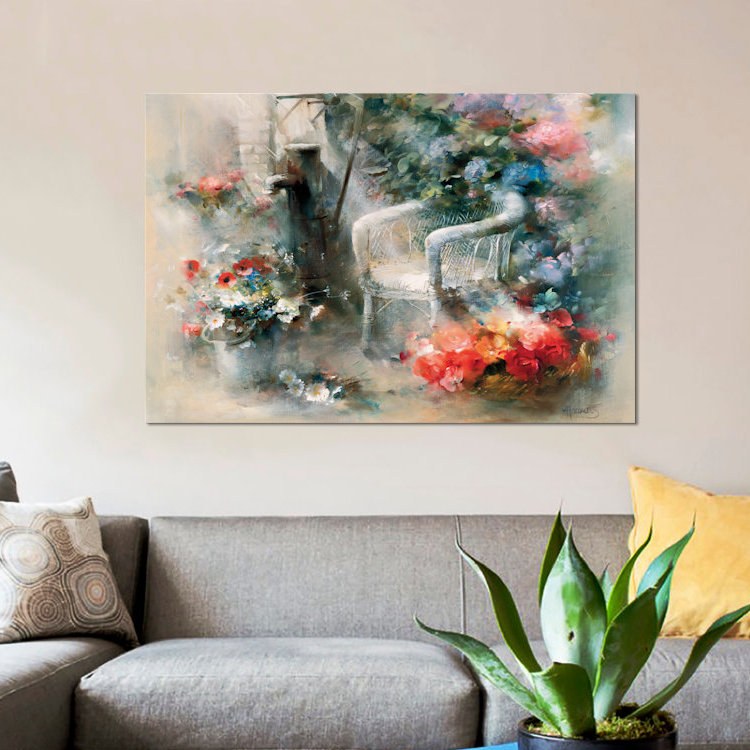 « idyllic place », reproduction sur toile, H 26 po x l 40 po x P 1,5 po, Pas de tapis, Toile tendue