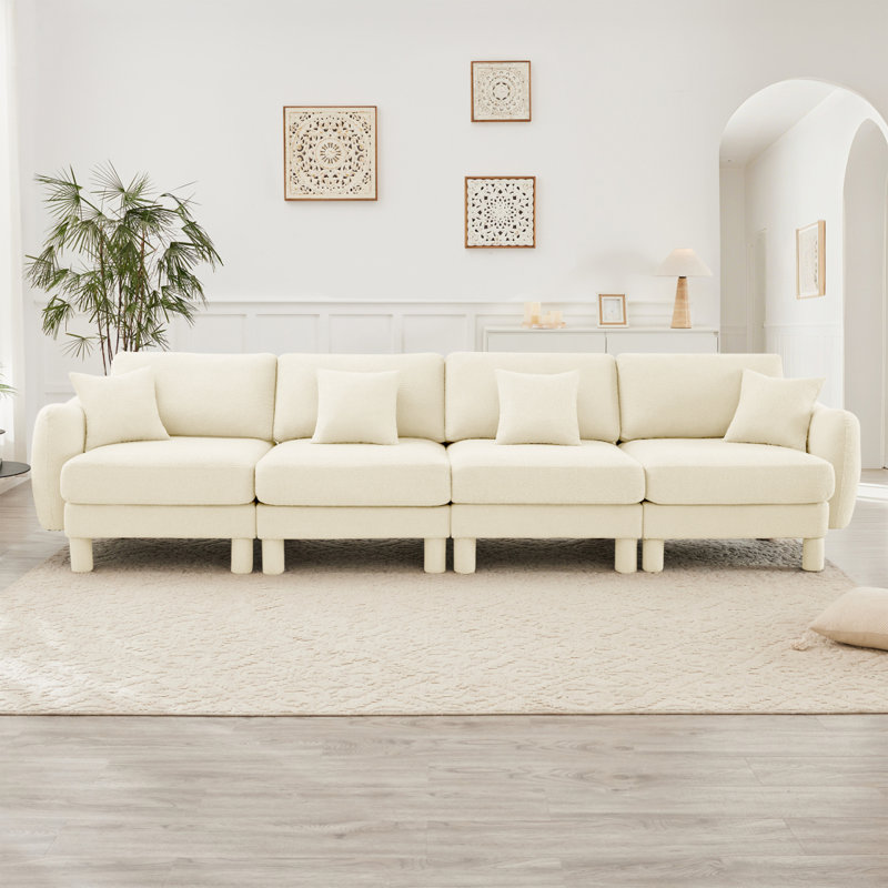 Canapé 4 places en tissu Boucle, Beige