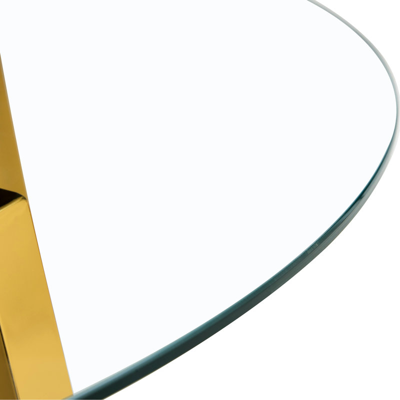 42"x42"x29.5" Modern Minimalist Table With Transparent Tempered Glass, Golden Metal Legs, For Home Decoration, Kitchen, Dining Room & Living Room, Easy Setup 42*42*29.5" Glass Table, Top Dining,