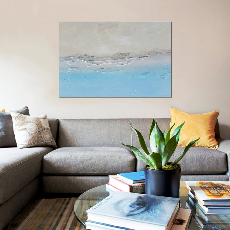 «Waves», reproduction sur toile, H 18 po x l 26 po x P 1,5 po, Toile avec cadre noir, Pas de tapis