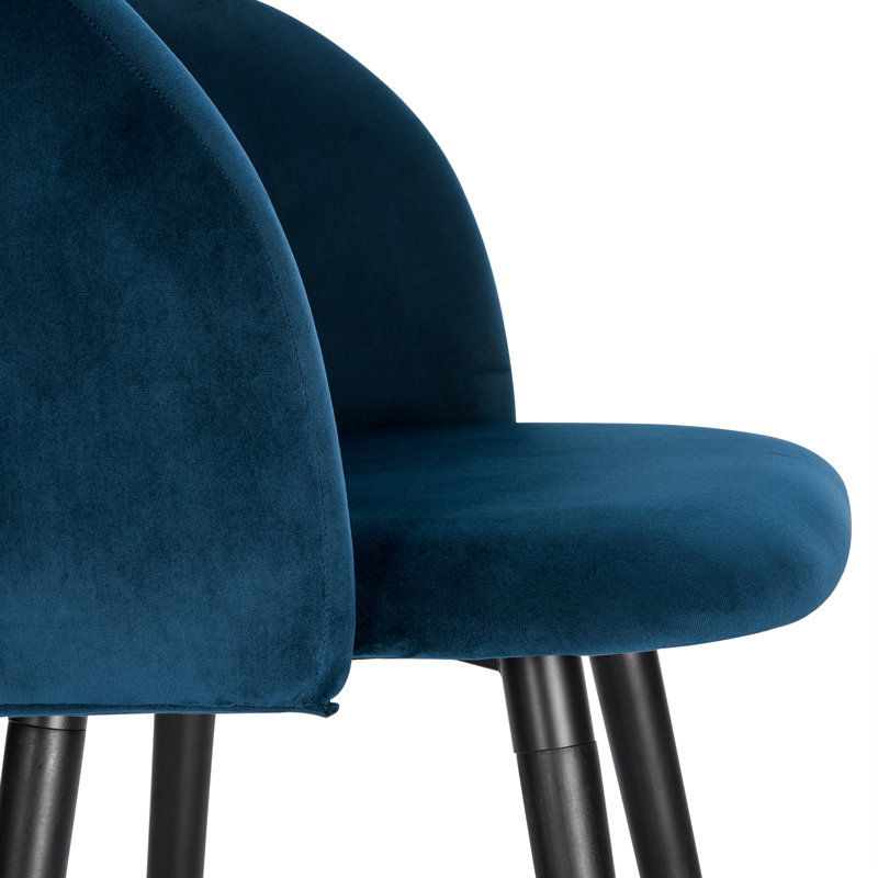 Jacalyn 47cm H Velvet Upholstered Side Chair, Blue, Black