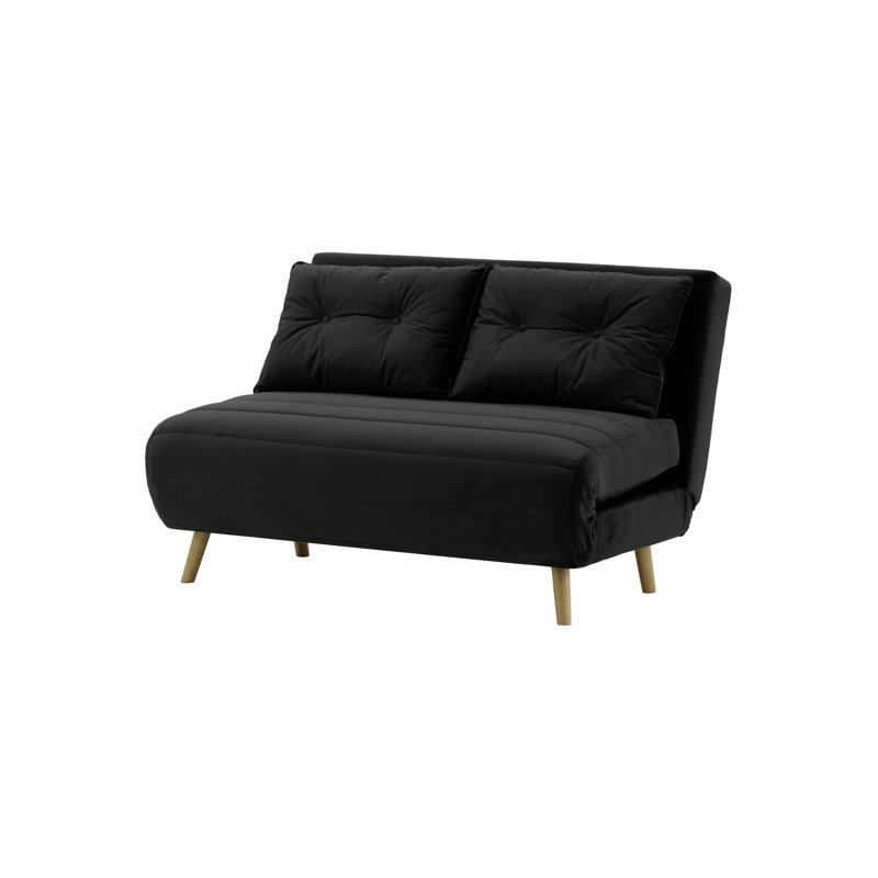 Donald 2 Seater Sofa Bed,  78cm H X 120cm W X 90cm D, Wax Black, Black