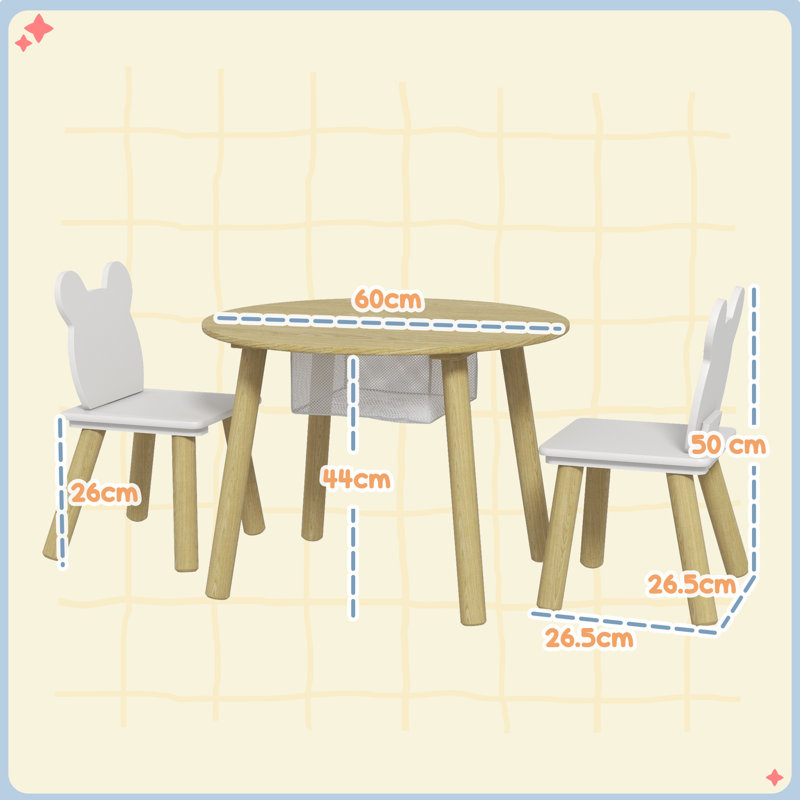Sirak Kids 3 Piece Round Play Or Activity Table and Chair Set