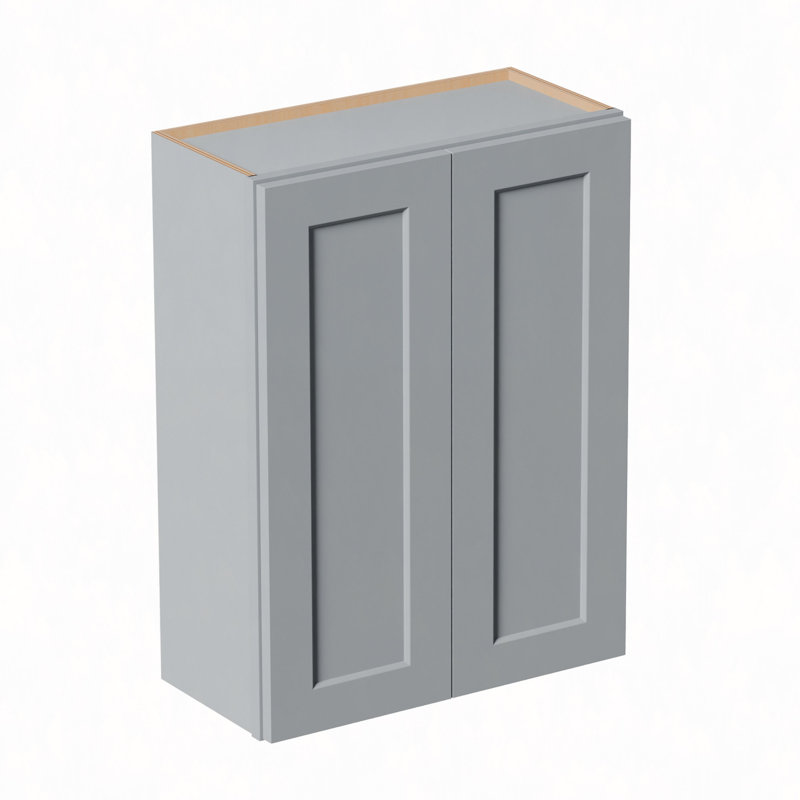 Armoire murale en bois massif avec portes à fermeture douce, tablettes réglables - rangement à double porte de 27 po pour la cuisine, la salle de bain, la buanderie, le garage (assemblage facile, l 27 po x P 12 po x H 36 po)