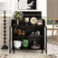 Buffet moderne avec portes en verre trempé figuré, dessus rabattable, tablettes intérieures, console de rangement en métal pour la salle à manger, la cuisine, le salon et le vestibule
