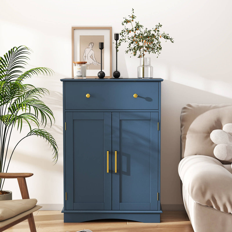 Bathroom Floor Cabinet Modern Storage Cabinet with Large Pull-out Drawer,2 Doors