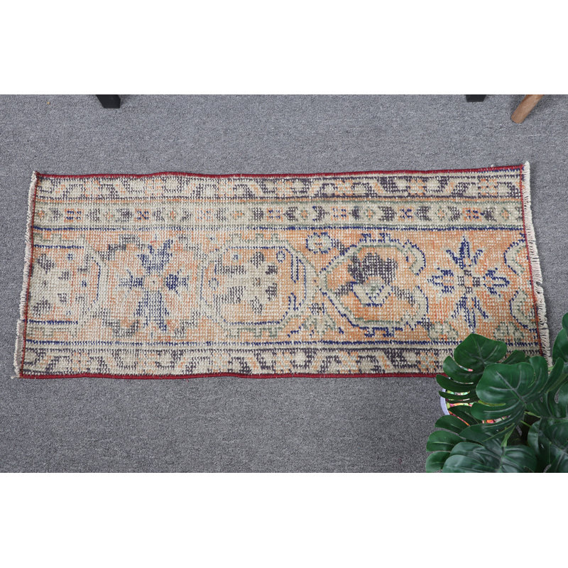 Petit tapis turc vintage en laine turque Oushak idéal pour le vestibule et comme tapis décoratif