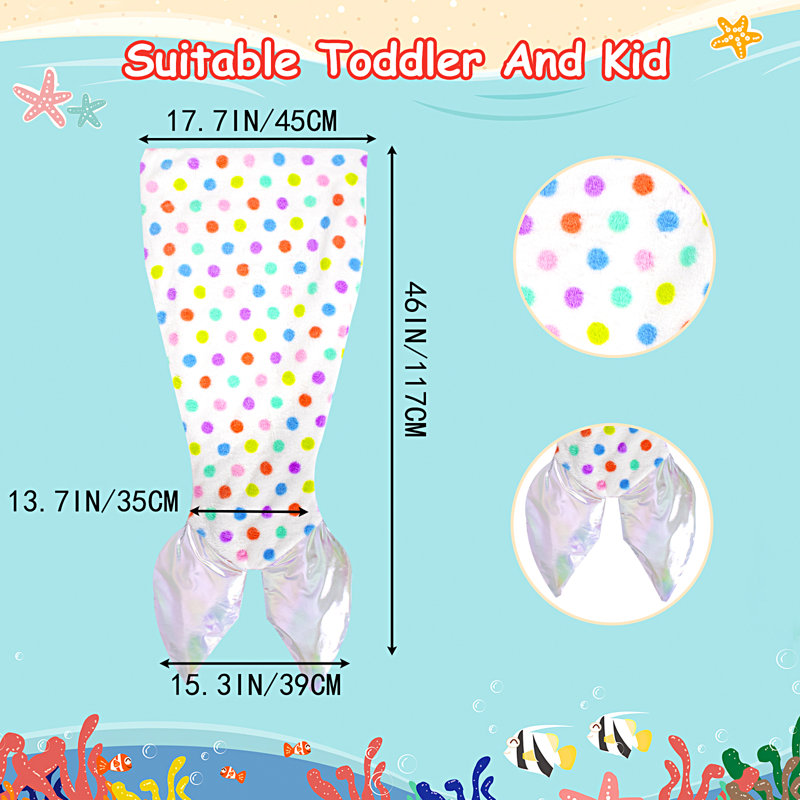 Couverture Kids Mermaid Tail, 46" L x 17.7" W, Blanc