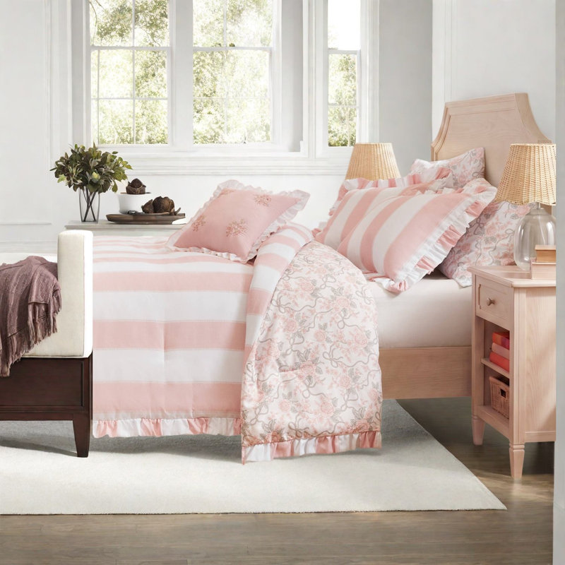 Striped and Toile Comforter Set