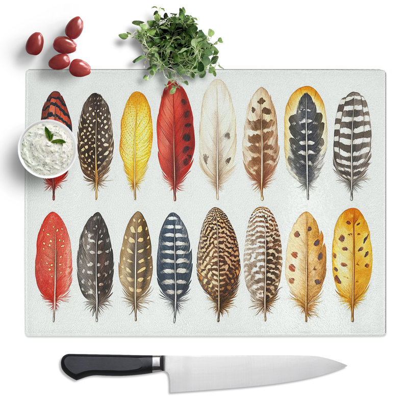 Feathers Vol.2  Glass Chopping Board