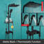 Thermostatic Exposed Shower Mixer Bar Set Bathroom Twin Head Large Square Black