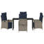  Ensemble de salle à manger de jardin avec coussin 5 pièces en rotin gris et noir-231396558-231396567-231396569