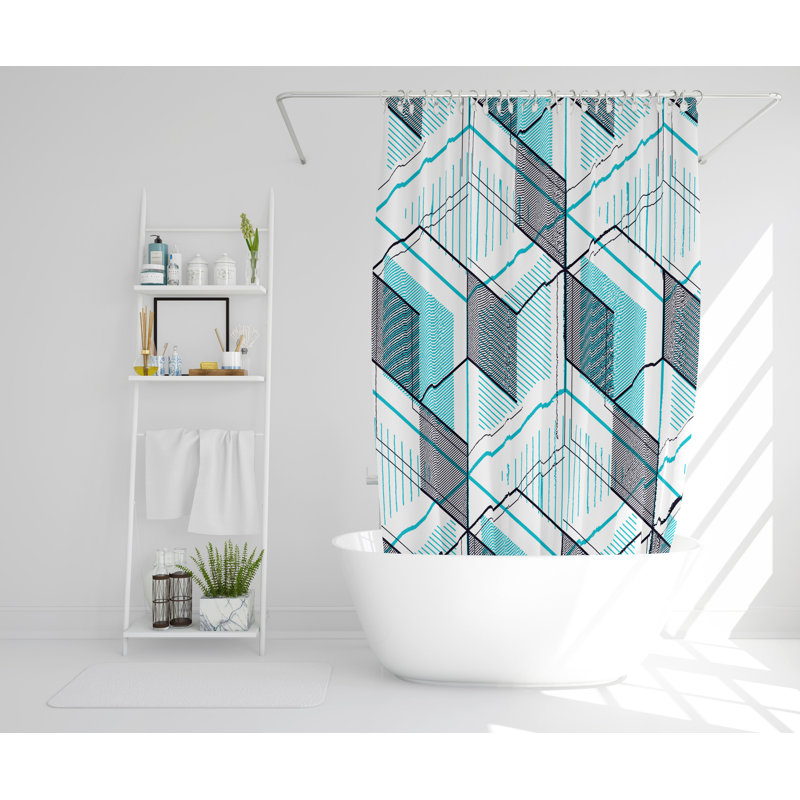 Vincent Polyester Shower Curtain Set, 177cm H x 177cm W