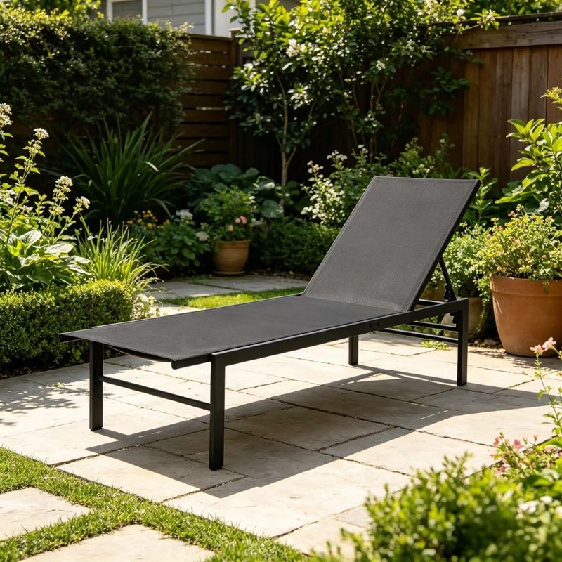 Aluminum Outdoor Chaise Lounge Chair with 5-Position Adjustable Backrest