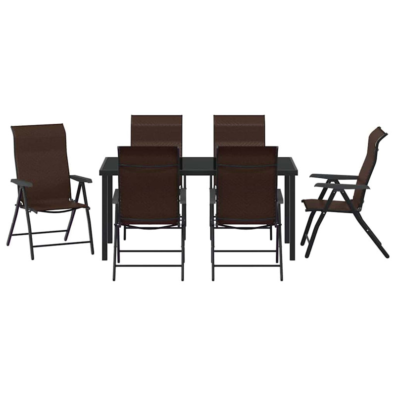 7 Piece Garden Dining Set Poly Rattan, Brown