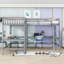Lit mezzanine simple et simple en L avec échelle et 2 bureaux intégrés en L-1493217091