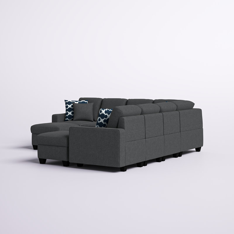 Aracena Reversible Sectional Sofa With Ottoman, Dark Gray