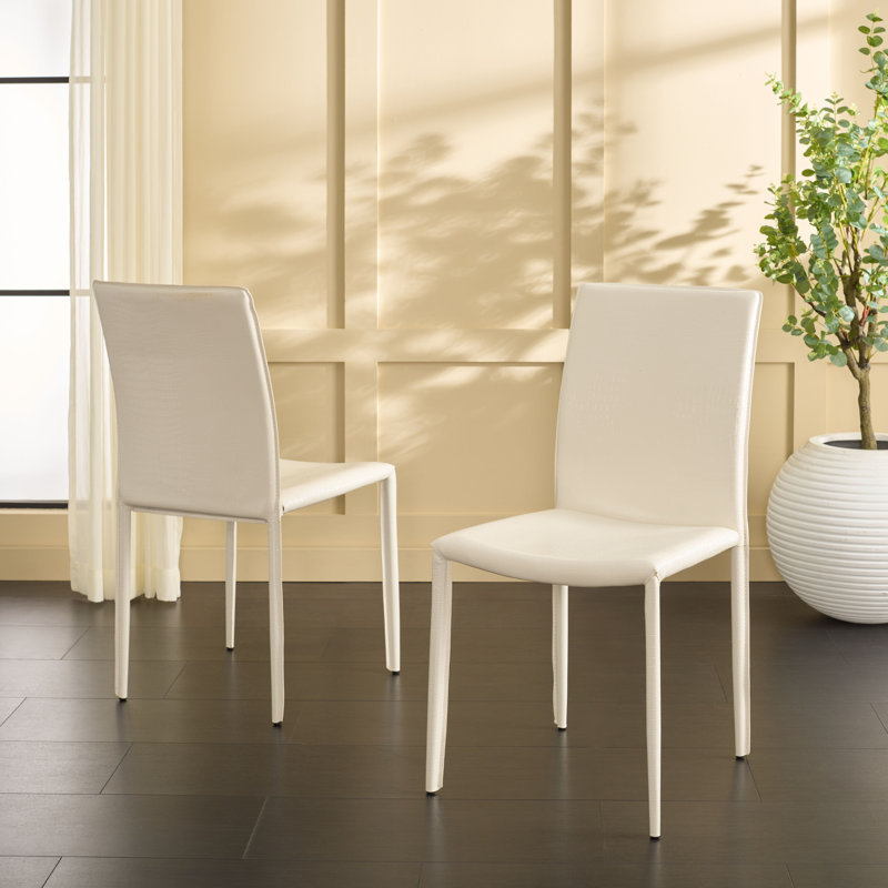 Chaise parsons rembourrée Dous, Crocodile blanc