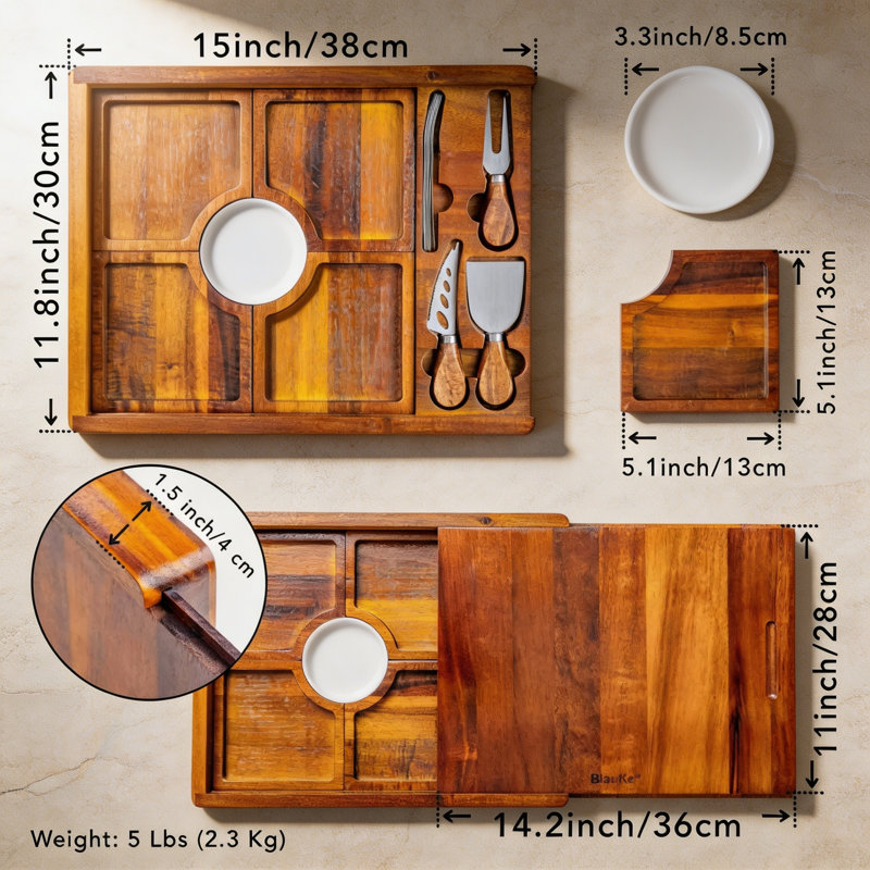 East Urban Home Acacia Wood Cheese Board