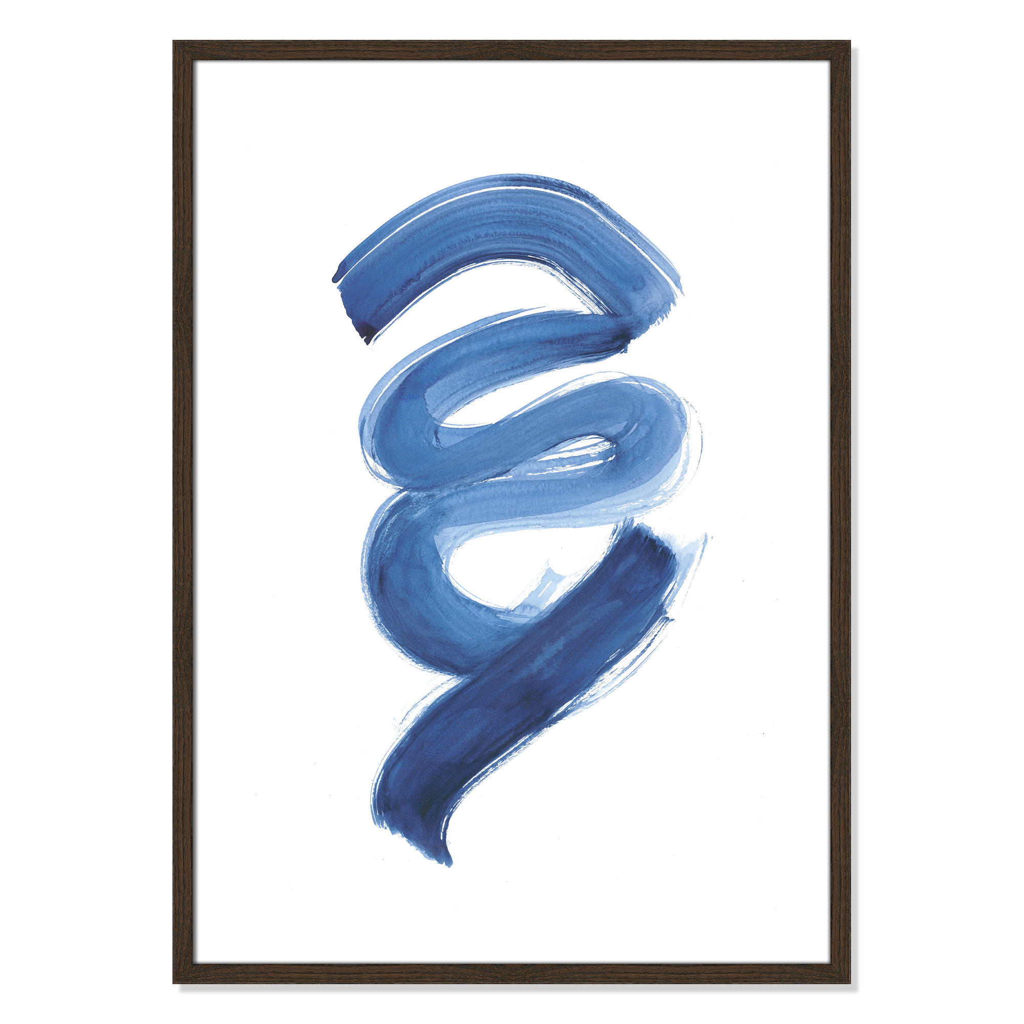 Slinky Indigo I by Filippo Ioco - Painting Print, 35.5" H x 25.5" W x 0.75" D, Walnut Wood Framed Paper