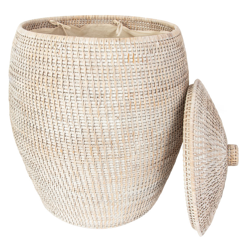 Panier à linge avec doublure Canterbury Home Beehive, Blanc délavé