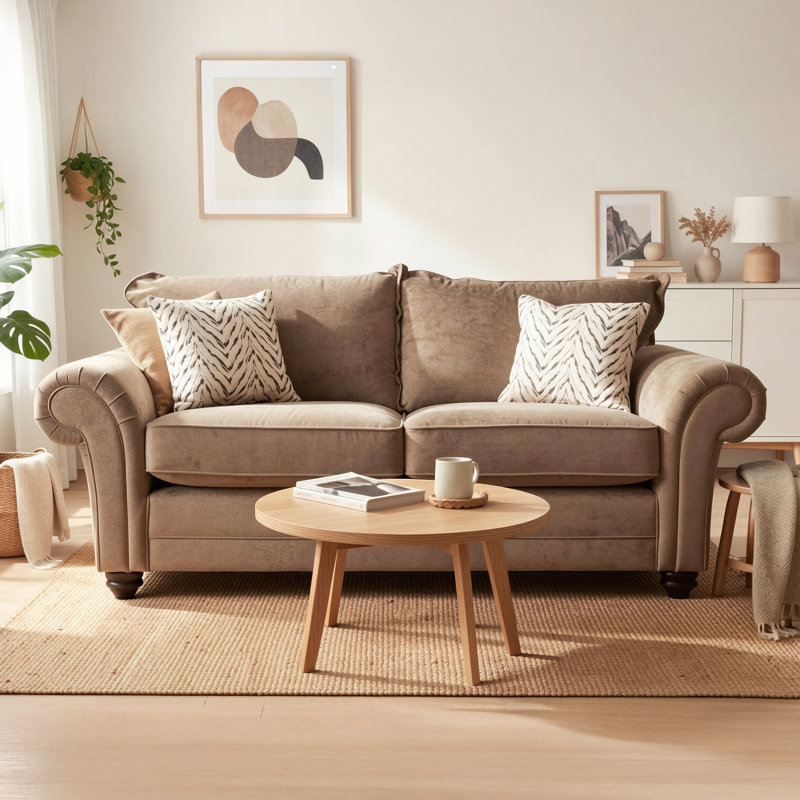 Dalton Textured Wave Sofa- Made in the UK, Nutmeg, 3