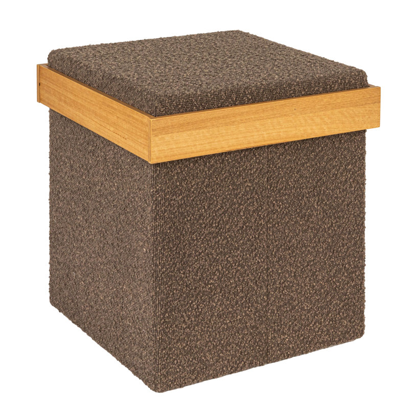 Versatile Boucle Ottoman With Hidden Storage, Brown