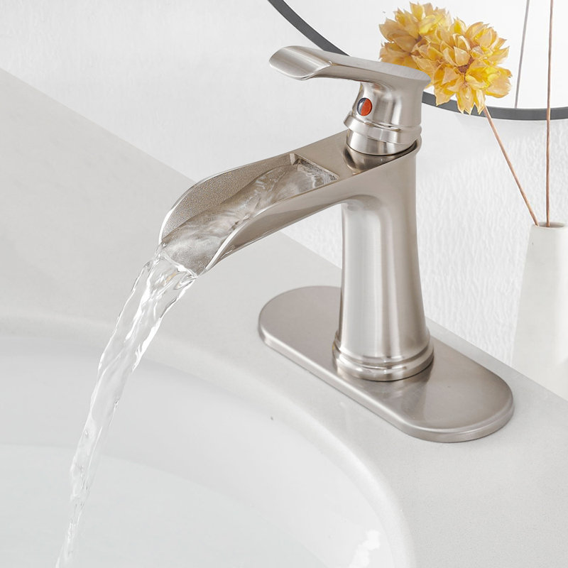 Single-Hole Single-handle Bathroom Faucet with Drain Assembly, Brushed Nickel