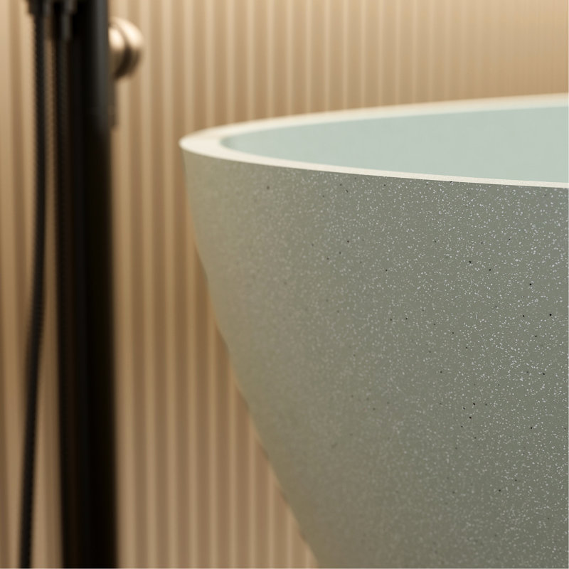 Baignoire autoportante de 59 po, couleur turquoise, surface solide et résine de pierre, non perméable, perte de chaleur lente, délicate lisse, spacieuse pour une baignoire relaxante, baignoire ergonomique au design ergonomique,