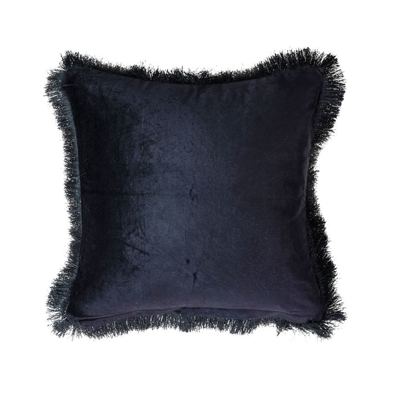 Square Cotton Velvet Leopard Print Pillow With Fringe