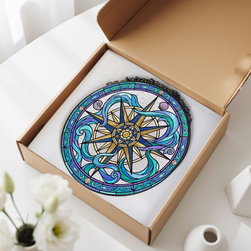 Vitrail Compass Rose, H 7,8 po