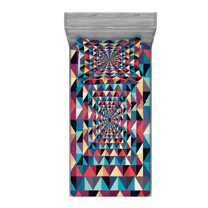 Microfiber Geometric Sheet Set, Twin XL Sheet Set with Fitted Sheet