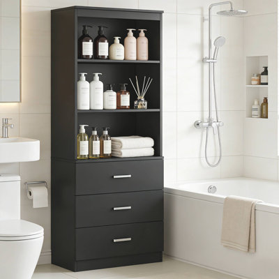 Armoire de salle de bain autoportante 70,9 po avec 3 tiroirs