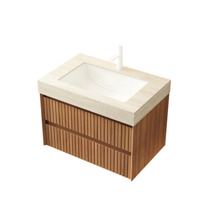 30" Gold Sintered Stone Vanity Countertop With Inlaid Ceramic Basin, No Cabinet, Faucet, White Tone, And Makeup, 30.01 In Depth, 19.23 Width, 8.87 Height, 49.85 Lb Weight, Thick - Edged Appearance,