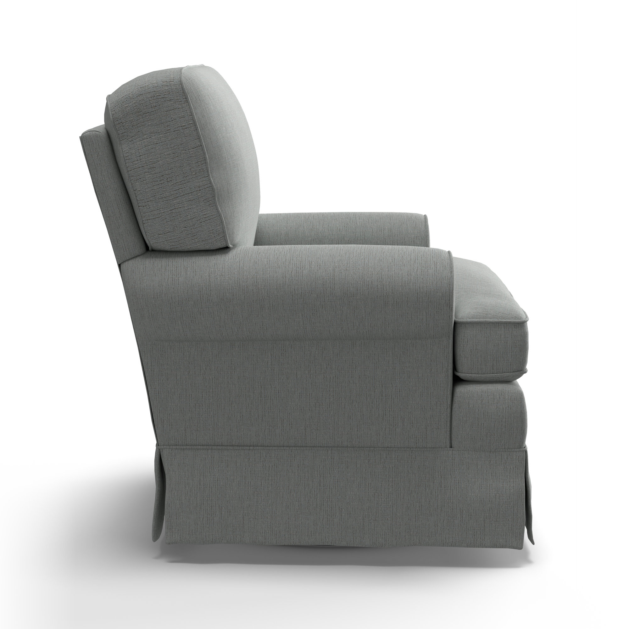 Upholstered Swivel Armchair, Radical Ash Gray Performance Chenille