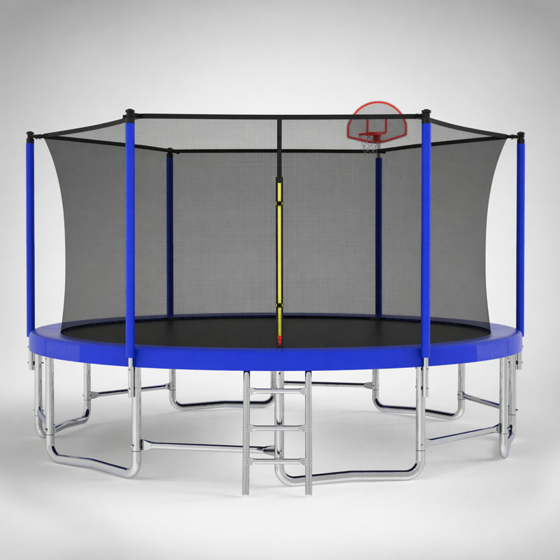 Trampoline 15 pi pour enfants avec filet de sécurité, structure en acier robuste pour le plaisir et l'exercice dans la cour extérieure