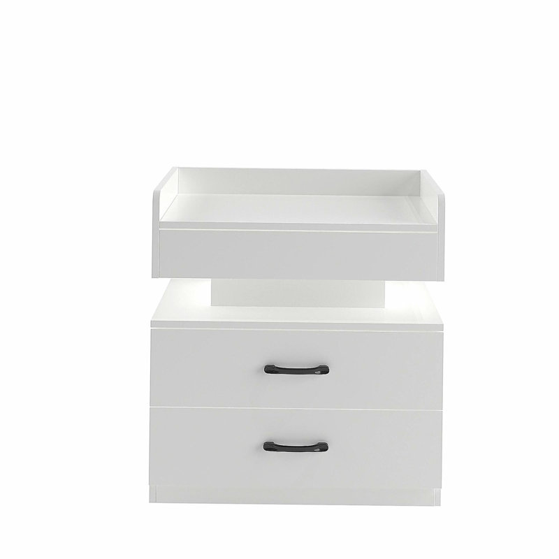1 ensemble de table de chevet avec bande de lumière DEL réglable, 2 tiroirs, grand espace de rangement, convient pour une table de chevet, une table basse, un canapé, une table d'appoint ou une table de bout pour bureau